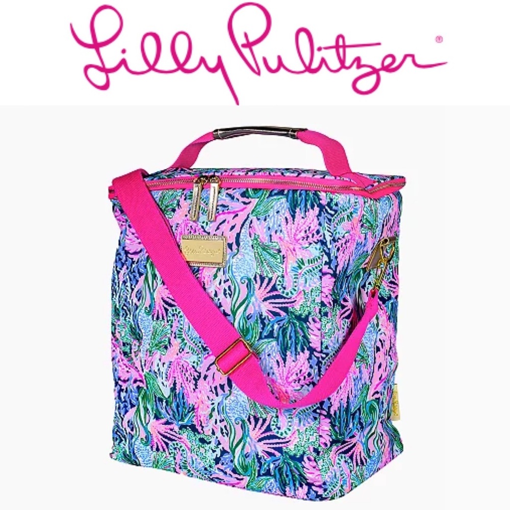 Lilly Pulitzer Insulated Wine Carrier Soft Cooler Adjustable/Removable Strap